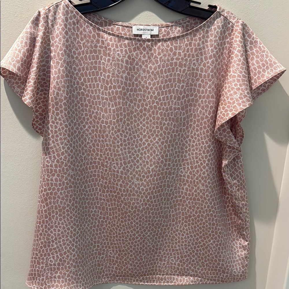 Nordstrom Pink Satin Patterned Women's Top size small